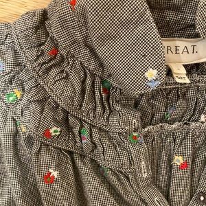 The Great Storyteller top in b/w gingham